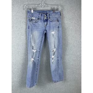 American Eagles Artists Jeans Women's Size 00 Destroyed Denim Low Rise‎